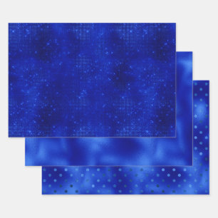 Chic Royal Blue Folie Hanukkah Wrapping Paper Shee