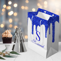 Chic Royal Blue Glitter Drift Sparkle Monogram