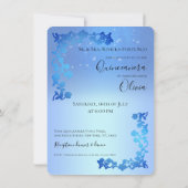 Chic Royal Blue Glitter Floral Foto Quinceanera Kaart (Achterkant)