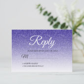 Chic Royal Blue Glitter Ombre RSVP Kaart (Staand voorkant)