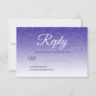 Chic Royal Blue Glitter Ombre RSVP Kaart