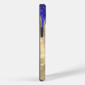 Chic royal blue gold glitter druppelt monogram Case-Mate iPhone case (Achterkant / Rechts)