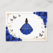 Chic Royal Blue Gold Quincenarea Reception Details Informatiekaartje (Achterkant)