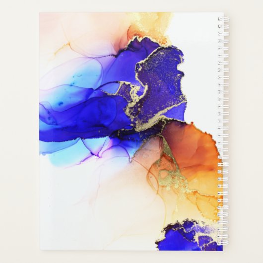 Chic Royal Blue Oranje Custom Planner (Achterkant)