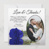 Chic Royal Blue Roos Oval Foto Romantic Wedding Bedankkaart (Voorkant)