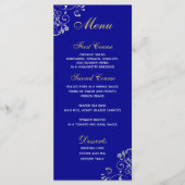 Chic Royal Blue Silver Swirl Wedding Menu (Voorkant)