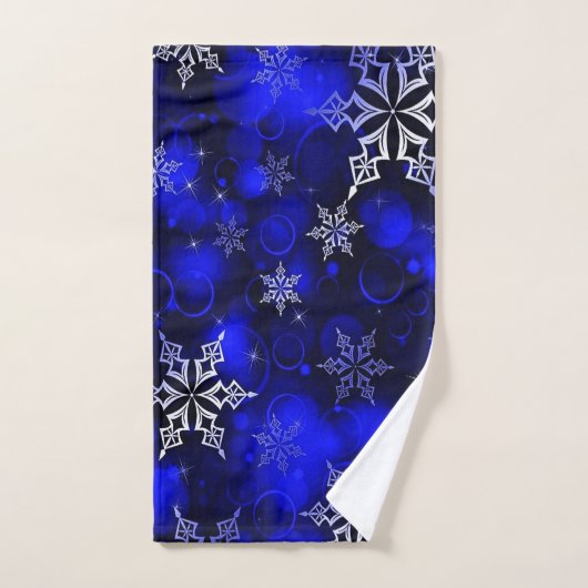 Chic Royal Blue Snowflake Motif Bad Handdoek (Handdoek)