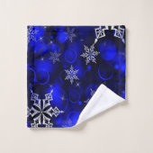 Chic Royal Blue Snowflake Motif Bad Handdoek (Wasdoekje)