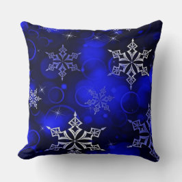 Chic Royal Blue Snowflake Motif Kussen