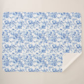 Chic Royal Blue Toile Roses Floral Pattern Soft Sherpa Deken (Voorkant (horizontaal))