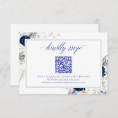 Chic Royal Blue Wedding Website RSVP QR Code Kaart (Voorkant / Achterkant)