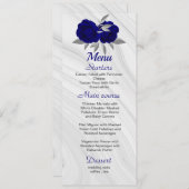 chic royal blue zilver gray floral bruiloft menu (Voorkant / Achterkant)