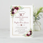 Chic Royal Burgundy Marsala Bloem 30e Verjaardag Kaart (Staand voorkant)