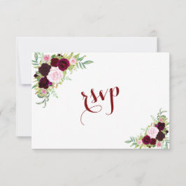 Chic Royal Burgundy Marsala Floral Wedding RSVP
