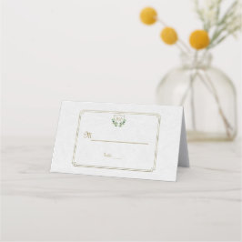 Chic Royal Gold Crest Lush Greenery Table Number Plaatskaartje