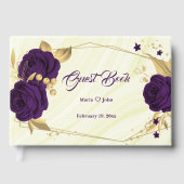 chic royal paars floral gold bladeren geometrisch gastenboek (Voorkant)