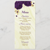 chic royal paars gold floral bruiloft menu (Voorkant)