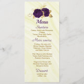 chic royal paars gold floral bruiloft menu (Voorkant)