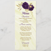 chic royal paars gold floral bruiloft menu (Voorkant)