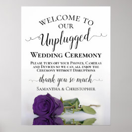 Chic Royal Paars Roos Unplugged Wedding Ceremony Poster