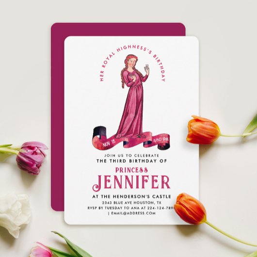 Chic Royal Roze Middeleeuwse Prinses Sprookjesdag Kaart