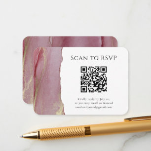 Chic roze Abstracte QR Code Wedding Response Kaart