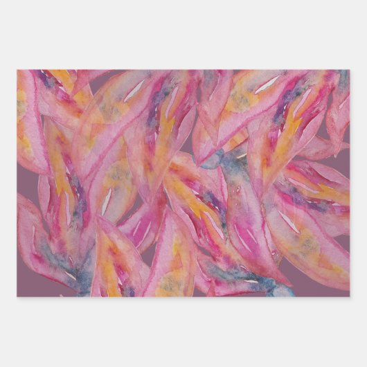 Chic roze Abstracte Waterverf Art Inpakpapier Vel (Voorkant 3)