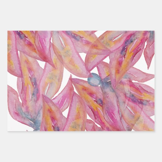 Chic roze Abstracte Waterverf Art Inpakpapier Vel (Voorkant 2)