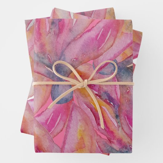 Chic roze Abstracte Waterverf Art Inpakpapier Vel (In situ)