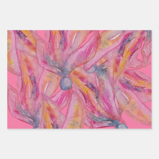 Chic roze Abstracte Waterverf Art Inpakpapier Vel (Voorkant)