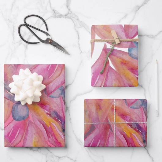 Chic roze Abstracte Waterverf Art Inpakpapier Vel (Voorkant)