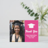 Chic Roze Afstudeerfoto Aangepaste Dankjewel Briefkaart (Staand voorkant)