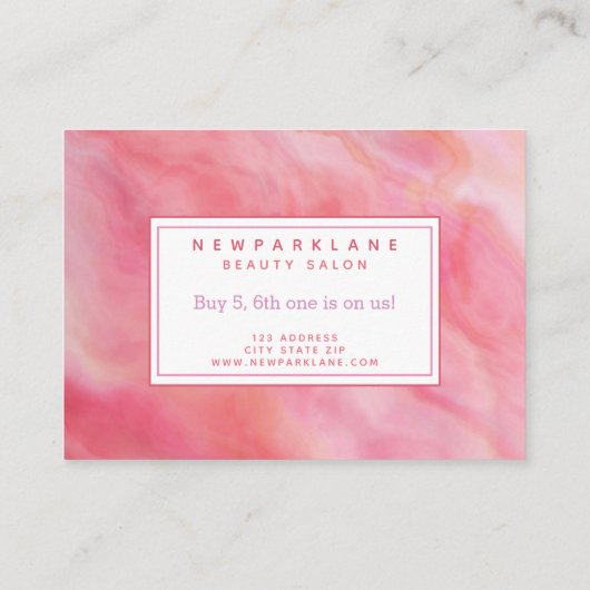 Chic roze Agate Pattern Business Loyalty Visitekaartje (Achterkant)