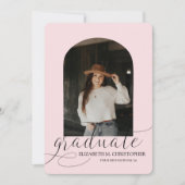 Chic roze Arch 5 Photo Collage Afstuderen Aankondiging (Voorkant)