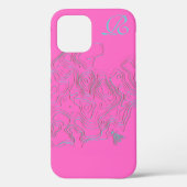 Chic Roze Bee Monogram Hoesje-Mate iPhone Case (Achterkant)