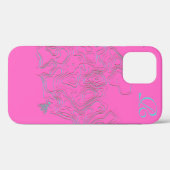 Chic Roze Bee Monogram Hoesje-Mate iPhone Case (Achterkant (horizontaal))