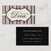 Chic roze & Black Stripes Design Visitekaartje (Voorkant / Achterkant)