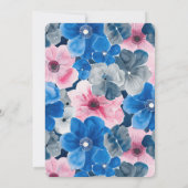 Chic Roze Blauw Bloemen Huwelijk Kaart (Achterkant)