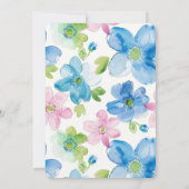 Chic Roze Blauw Groen Bloemen Vrijgezellenfeest Kaart (Achterkant)