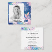 *~* Chic Roze Blauw Haar Model Actrice FOTO Sterre Vierkante Visitekaartje (Voorkant / Achterkant)