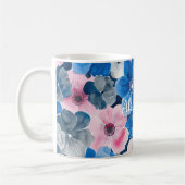 Chic Roze Blauwe Bloemen Koffiemok (Links)