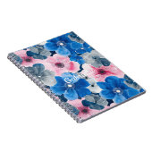 Chic Roze Blauwe Bloemen Notitieboek (Rechterzijde)