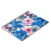 Chic Roze Blauwe Bloemen Notitieboek (Linkerzijde)