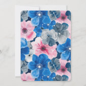 Chic Roze Blauwe Bloemen Verjaardag Kaart (Achterkant)