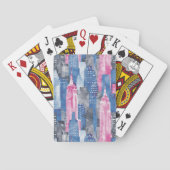 Chic Roze Blauwe Zomer Stad Pokerkaarten (Achterkant)