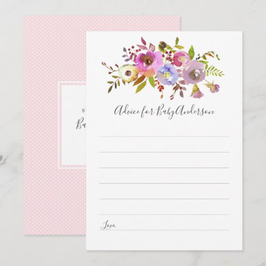 Chic Roze Bloemen Advies voor baby shower spel Kaart (Voorkant / Achterkant)