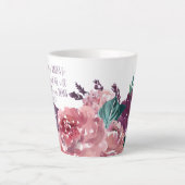 Chic Roze Bloemen Bijbel Verse Typografie Latte Mok (Voorkant)