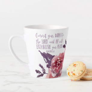 Chic Roze Bloemen Bijbel Verse Typografie Latte Mok