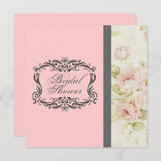 Chic Roze Bloemen Bruids Douche Uitnodiging (Voorkant / Achterkant)