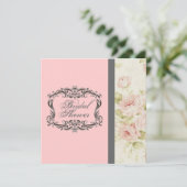 Chic  Roze Bloemen Bruids Douche Uitnodiging (Staand voorkant)